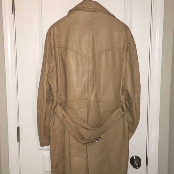MacGregor Import Huggy Bear belted Creme color leather jacket coat retro smooth - Picture 4 of 7